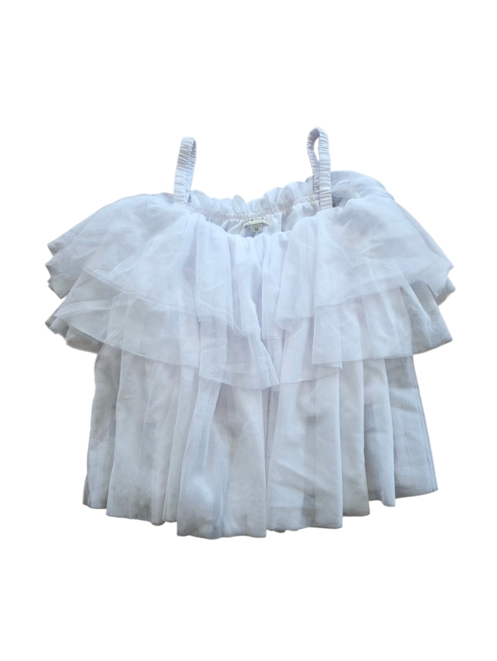 Habitual White Layered Tulle Ruffle Tank for Girls 14